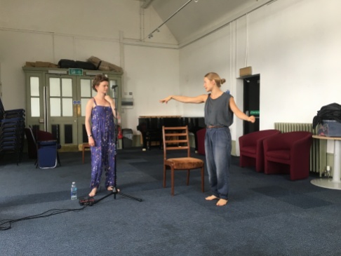 Movement director Tara D'Arquian in rehearsal with Jemima Foxtrot for 'Above the Mealy-Mouthed Sea'.